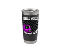Coder Hello World Goodbye Sleep Computer Science Retro Gobelet isotherme en acier inoxydable double paroi