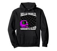 Coder Hello World Goodbye Sleep Computer Science Retro Sweat à Capuche