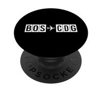 Codes aériens de l'itinéraire Boston vers Paris pour BOS CDG PopSockets PopGrip Adhésif