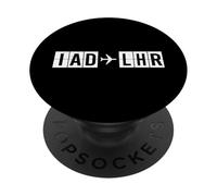 Codes aériens de l'itinéraire de vol IAD LHR Washington Londres PopSockets PopGrip Adhésif