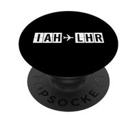 Codes aériens de l'itinéraire de vol IAH LHR Houston Londres PopSockets PopGrip Adhésif
