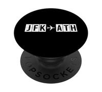 Codes aériens de l'itinéraire de vol JFK ATH New York à Athènes PopSockets PopGrip Adhésif