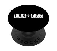 Codes aériens de l'itinéraire de vol LAX CDG Los Angeles Paris PopSockets PopGrip Adhésif