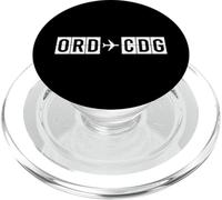 Codes aériens de l'itinéraire de vol ORD CDG Chicago Paris PopSockets PopGrip pour MagSafe