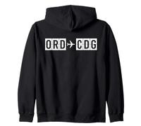Codes aériens de l'itinéraire de vol ORD CDG Chicago Paris Sweat à Capuche