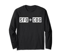 Codes aériens de l'itinéraire de vol SFO CDG San Francisco Paris Manche Longue