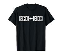 Codes aériens de l'itinéraire de vol SFO CDG San Francisco Paris T-Shirt