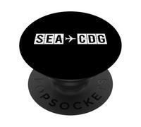 Codes aériens Sea CDG pour l'itinéraire de vol Seattle Paris PopSockets PopGrip Adhésif
