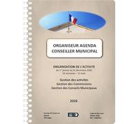 CODEX ACTION Organiseur agenda semainier Conseiller Municipal 2023 A5 spirale 160 pages suivi des 12 mois et des 52 semaines et commissions, Crème bleu