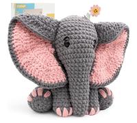 CODGP Kit de crochet pour débutants avec instructions vidéo, kit d'animaux à crocheter pour adultes et enfants avec fil et crochets，kits de crochet pour éléphants