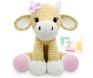 CODGP Kit de crochet pour débutants avec instructions vidéo, kit d'animaux à crocheter pour adultes et enfants avec fil et crochets，kits de crochet pour vaches
