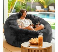 Codi PazPod Pouf poire avec rembourrage inclus, 1,2 m, grand pouf confortable pour adultes, mousse à mémoire de forme ajoutée, lavable en machine et housse douce en vison, gris anthracite, 1,2 m