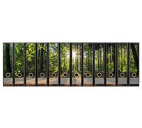 codiarts. Dos de classeur autocollant | Lot d'étiquettes pour 12 classeurs larges | Perforées avec trou de préhension | Étiquette arrière large | Motif coucher de soleil sur clairière