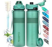 CodiCile Gourde 1l, sans BPA Bouteille d'eau plastique, grande étanche gourde sport 1 litre idéale pour Gym, School, Office and Travel (Vert foncé)