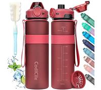 CodiCile Gourde 1l, sans BPA Bouteille d'eau plastique, grande étanche gourde sport 1 litre idéale pour Gym, School, Office and Travel (Rouge)