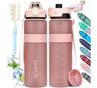 CodiCile Gourde 1l, sans BPA Bouteille d'eau plastique, grande étanche gourde sport 1 litre idéale pour Gym, School, Office and Travel (Rose-doré Rose)