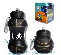 CODiLLO Gourde pour Enfants en Silicone, Borraccia Pliable sans BPA - Idée Cadeau (550 ml, Basket Noir)