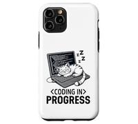 Coding in Progress - Programmateur décontracté avec un chat qui fait la sieste Coque pour iPhone 11 Pro