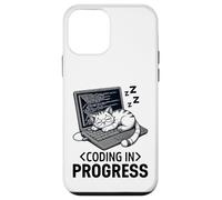 Coding in Progress - Programmateur décontracté avec un chat qui fait la sieste Coque pour iPhone 12 mini