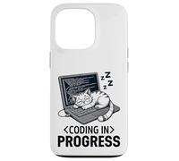 Coding in Progress - Programmateur décontracté avec un chat qui fait la sieste Coque pour iPhone 13 Pro