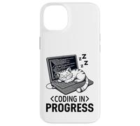 Coding in Progress - Programmateur décontracté avec un chat qui fait la sieste Coque pour iPhone 14 Plus
