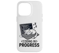 Coding in Progress - Programmateur décontracté avec un chat qui fait la sieste Coque pour iPhone 14 Pro Max