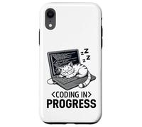 Coding in Progress - Programmateur décontracté avec un chat qui fait la sieste Coque pour iPhone XR
