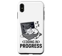 Coding in Progress - Programmateur décontracté avec un chat qui fait la sieste Coque pour iPhone XS Max