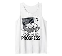 Coding in Progress - Programmateur décontracté avec un chat qui fait la sieste Débardeur