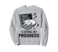 Coding in Progress - Programmateur décontracté avec un chat qui fait la sieste Sweatshirt