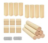 CODIRATO 20 PCS Bloc de Bois Sculpté Tilleul Naturel Bloc de Bois Non Finis 6 Blocs Carrés 8 Rectangles 6 Cylindres Doigtiers Bois Brut Sculpter Bricolage pour Artisanat, Cadeaux, Enfants, Adultes