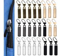 CODIRATO 20 PCS Tirette Fermeture Détachable, Tirette Fermeture Eclair Alliage de Zinc, Attache Fermeture Eclair Remplacement Reparation pour Veste, Manteau, Bagage, Pantalon, Sac à Dos (5 Couleurs)