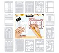 CODIRATO 24 PCS Pochoir Bullet Journal A5 Pochoirs de Journal de Planificateur Réutilisables Pochoirs de Peinture en Plastique Pochoir Dessin Peinture pour DIY Album Planifier Journal Programme