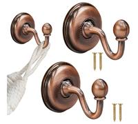 CODIRATO 2Pcs Crochet Embrasse Rideau Crochets Ronds Vintage en Alliage, Crochet Mural Embrasses de Rideaux Crochets avec 4 Vis pour Suspendre Les Rideaux, Chapeau, Veste(Rouge Bronze)