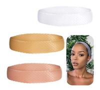 CODIRATO 3 PCS Bandes de Perruque Silicone Antidérapantes, Bande de Perruque Invisible, Fixation Perruque Translucide, Bracelet Perruque Universel pour Hommes Femmes (Brun Clair/Couleur de Peau/Blanc)
