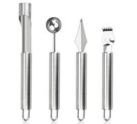 CODIRATO 4 PCS Cuillères à Fruits en Acier Inoxydable Alimentaires Cuillère Boule Melon de Différentes Tailles Couteau à Découper les Fruits Multifonctionnel pour Sculpture Créative de Fruits