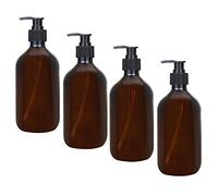 CODIRATO 4Pcs Distributeur Ambre Flacons de Distributeur de 500 ML Ambre Bouteilles de Pompe Ambre Vide Bouteille en Plastique pour Lotion Gel Douche Savon pour Les Mains Détergent