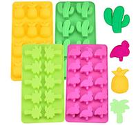 CODIRATO Lot de 4 Moulle à bonbons silicone Moules à Gelée Chocolat Savon plateaux de moules en silicone pour Faire Gelée Savon Gâteaux Muffin Gummy (Cactus, Flamants et Coco Tree et Ananas)