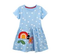 Codkkre Robe Licorne Fille Robes en Coton pour Filles Robes à col Rond pour Filles Robe de Princesse pour la fête d'été Taille 2-8 Ans