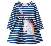 Codkkre Robes pour Filles Robe Licorne à Manches Longues en Coton Automne Hiver T-Shirt Robes pour Filles Taille 2-8 Ans