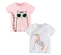 Codkkre T-Shirts à Manches Courtes pour Fille en Coton 3-8 Ans
