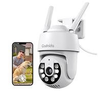 Codnida 2K Camera Surveillance WiFi Extérieure, 360° PTZ Caméra avec Enregistrement 24/7, Détection de Mouvement, Vision Nocturne Couleur Intelligente, Audio Bidirectionnel, Fonctionne avec Alexa