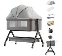 Cododo - Lit bebe - Magic ZC - Tubes en acier renforcé Table à langer Grand panier 6 cadeaux 0-2ans Jusqu'à 20KG Gris