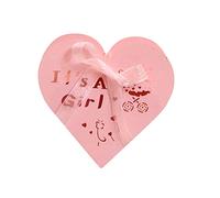 Codulu 50 pièces boîtes à dragées ajouré en forme de cœur "C'est une fille" boîtes à dragées de mariage avec rubans boîte cadeau pour invités garçsur anniversaires-rose