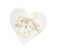 Codulu 50 pièces boîtes à dragées ajouré en forme de cœur "C'est une fille" boîtes à dragées de mariage avec rubans boîte cadeau pour invités garçsur anniversaires-blanc crème