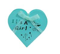 Codulu 50 pièces boîtes à dragées ajouré en forme de cœur "C'est une fille" boîtes à dragées de mariage avec rubans boîte cadeau pour invités garçsur anniversaires-bleu