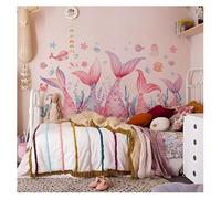 Codulu Autocollants muraux animaux marins, sirènes, coquillages, plantes aquatiques, poissons, décalcomanies murales pour chambre à coucher, salon, jardin d'enfants, décoration murale