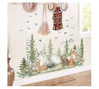 Codulu Autocollants muraux en forme d'animaux, forêt, montagne, ours, renard, élan, décalcomanies murales pour chambre d'enfant, salon, jardin d'enfants