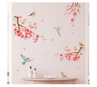 Codulu Autocollants muraux en forme de branches de pêcher rose pour salon, chambre à coucher, canapé, arrière-plan TV, décoration murale - D