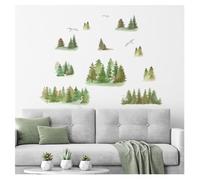 Codulu Autocollants muraux motif forêt de pins et oiseaux pour chambre d'enfant, salon, canapé, arrière-plan TV, décoration murale - B